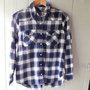 🦚 Boyfriend Blue Plaid Flannel Shirt